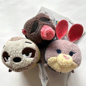 3 Disney Tsum Tsum Zootopia 3.5” Judy Hopps Mr. Big Flash Bunny New with Tag NWT